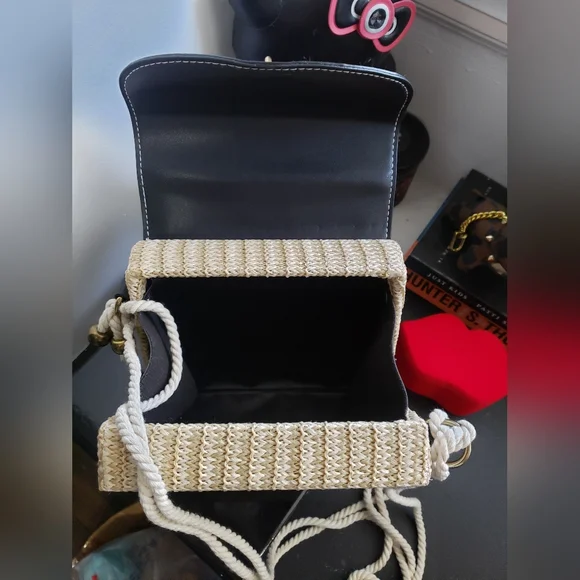 Women Mini Straw Woven Cross-body Shoulder Bag Top-handle Bag Handbag - Picture 4 of 7